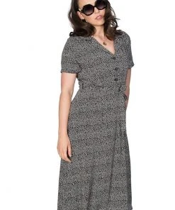 Banned Ditzy Floral 40's Shirt Dress Black