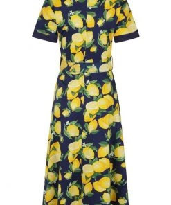 New In Banned Lemon 50's Swing Dress Navy