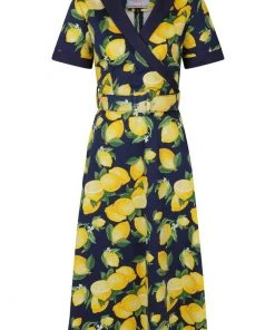 New In Banned Lemon 50's Swing Dress Navy