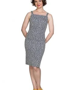 Banned Tile 60's Pencil Dress Navy New In