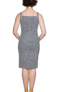Banned Tile 60's Pencil Dress Navy New In