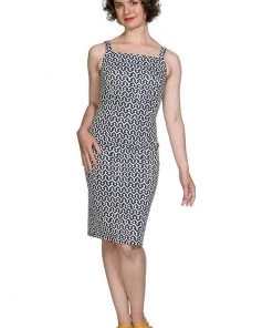 Banned Tile 60's Pencil Dress Navy New In