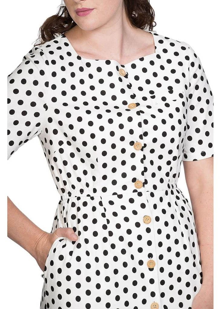Banned Polkadot Button Up 50's Pencil Dress White New In
