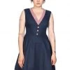New In Banned Diner Days 50's Swing Dress Dark Blue