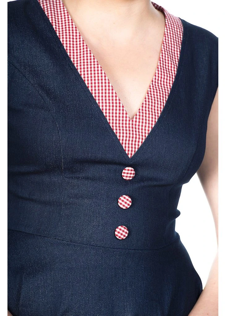 New In Banned Diner Days 50's Swing Dress Dark Blue