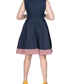 New In Banned Diner Days 50's Swing Dress Dark Blue