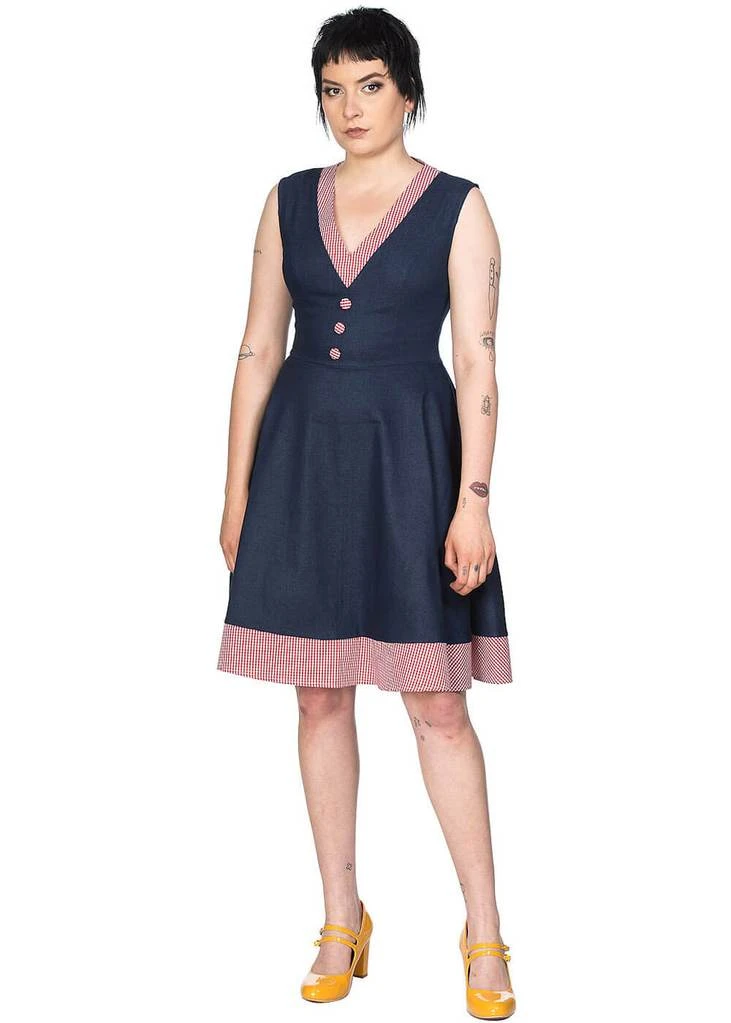 New In Banned Diner Days 50's Swing Dress Dark Blue