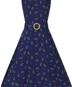 New In Banned Spring Sprig 60's Dress Navy
