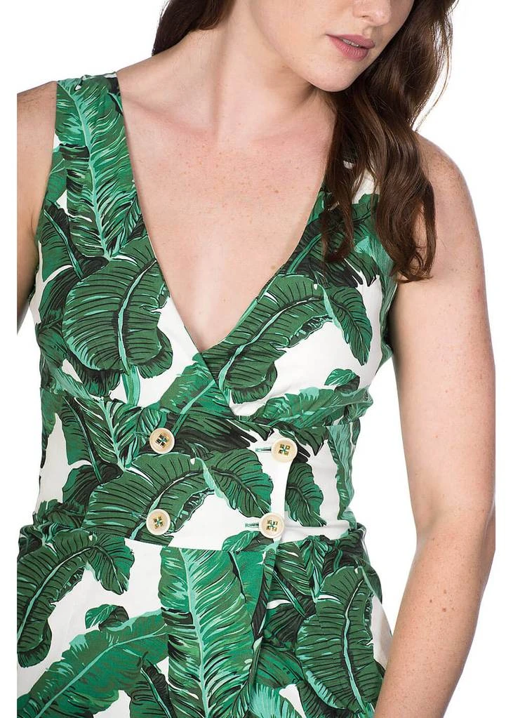Banned Tropical Leaves 50's Pencil Dress Green New In