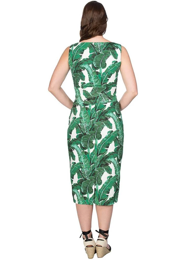 Banned Tropical Leaves 50's Pencil Dress Green New In