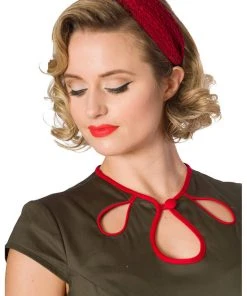 Banned Winter Leaves 50's Swing Dress Green
