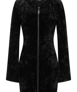 Banned Big Crush Hoodie Velvet 60's Dress Black