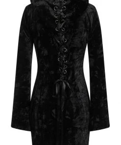 Banned Big Crush Hoodie Velvet 60's Dress Black