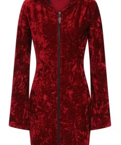 Banned Big Crush Hoodie Velvet 60's Dress Burgundy New In