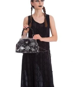 New In Banned Circle Flock 70's Maxi Dress Black