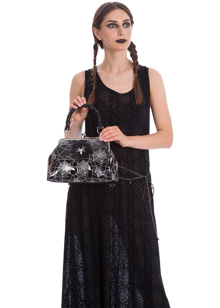 New In Banned Circle Flock 70's Maxi Dress Black