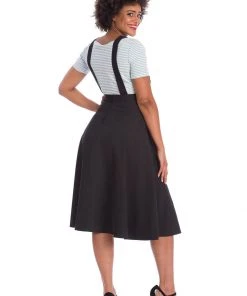 New In Banned Book Smart Pinafore 40's Swing Dress Black