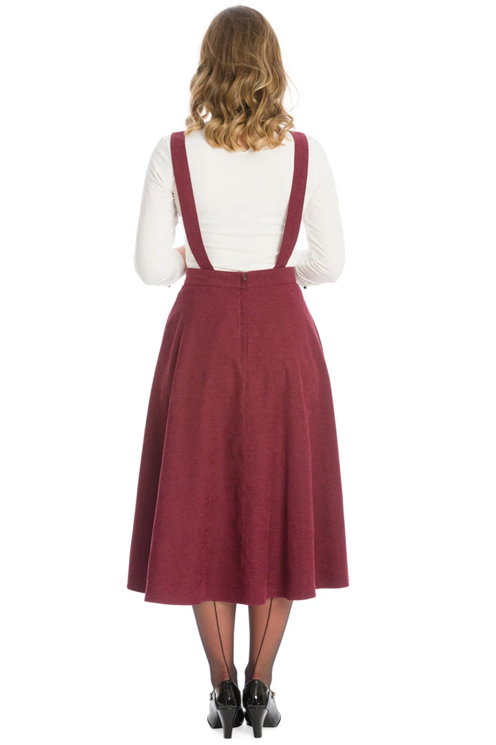 New In Banned Lifes A Peach 40's Pinafore Swing Dress Aubergine Purple