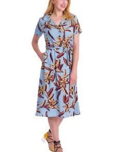 Banned Tropical Days 40's Swing Dress Blue