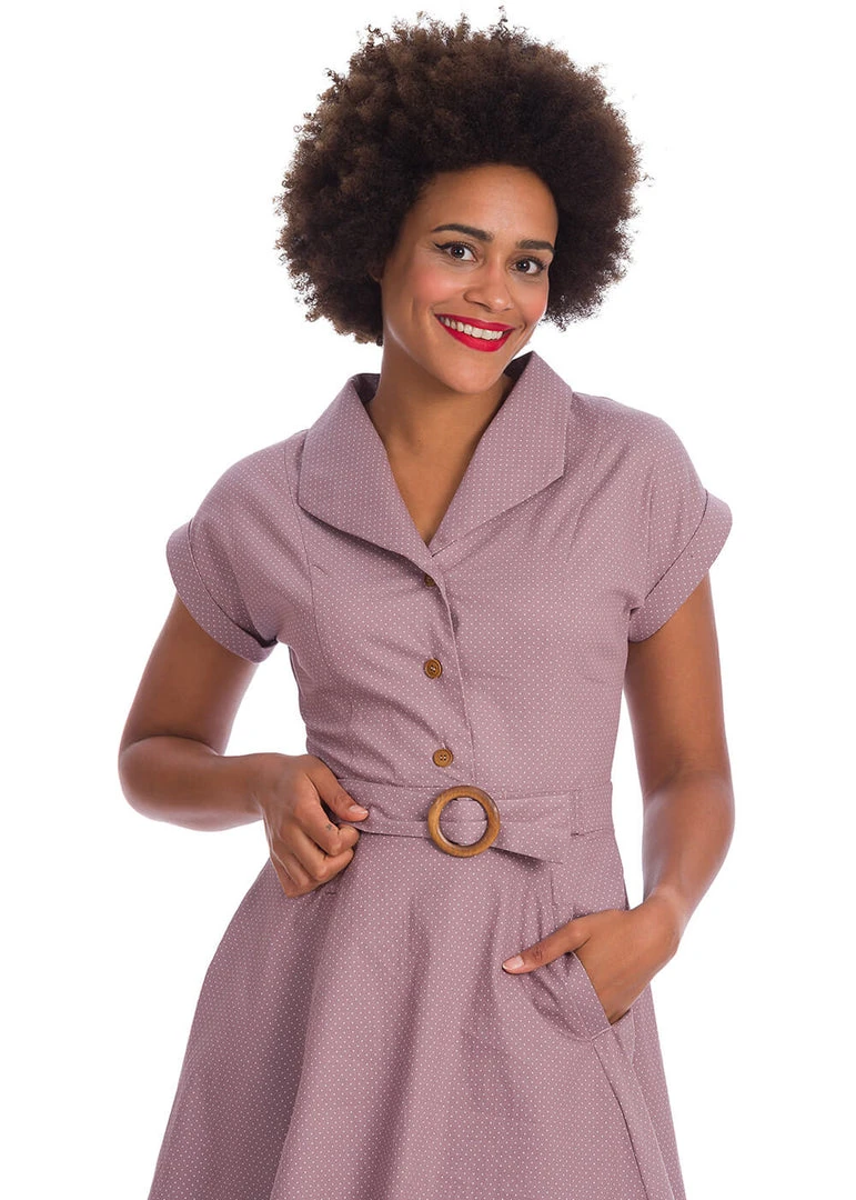 Banned Spot Perfection Polkadot 50's Swing Dress Purple New In