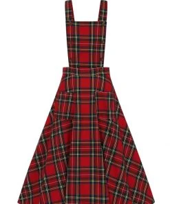 Banned Sweet Tartan Pinafore 40's Swing Dress Red