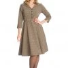 Banned Lady Check 40's Swing Dress Brown