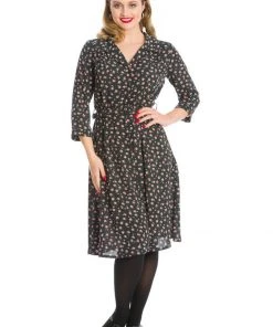 Banned Winter Rose 40's A-Line Dress Black