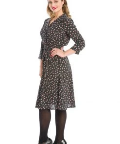 Banned Winter Rose 40's A-Line Dress Black