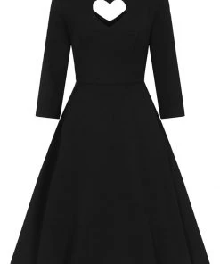 New In Banned Heart 40's A-Line Dress Black