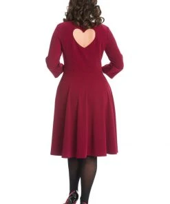 Banned Heart 40's A-Line Dress Burgundy New In