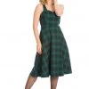 New In Banned Tartan 50's Swing Dress Green