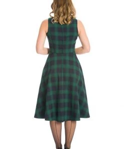 New In Banned Tartan 50's Swing Dress Green