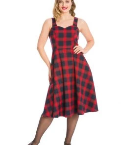 New In Banned Tartan 50's Swing Dress Red