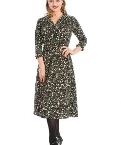 Banned Winter Blooms 40's A-Line Dress Black