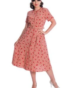 New In Banned Cherry Amore 40's Swing Dress Red