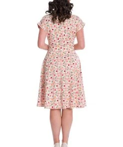 New In Banned Country Cherry 50's Swing Dress Ivory