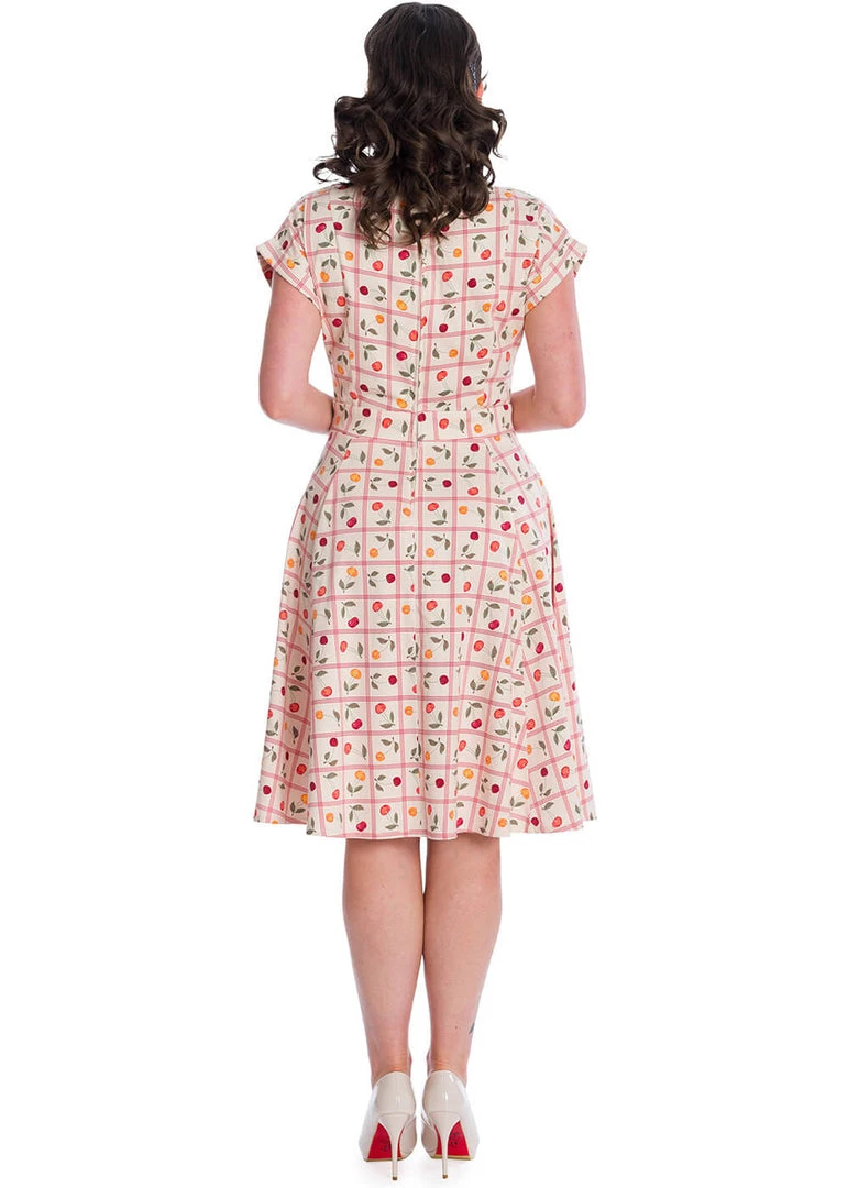 New In Banned Country Cherry 50's Swing Dress Ivory
