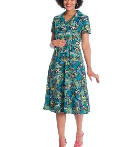 New In Banned Forest 50's Swing Dress Blue