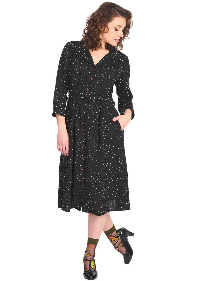 Banned Delicious Dots 50's Dress Black New In