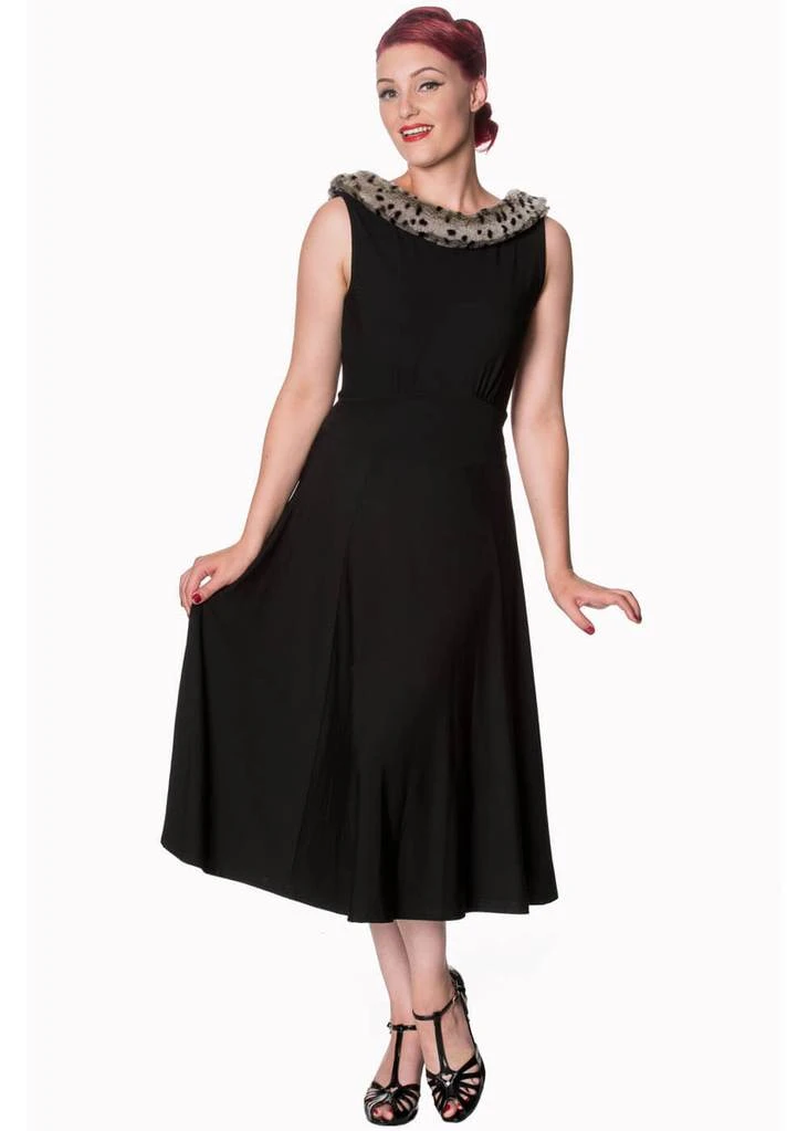 Banned Cara Faux Fur 50's Swing Dress Black