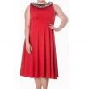 New In Banned Cara Faux Fur 50's Swing Dress Red