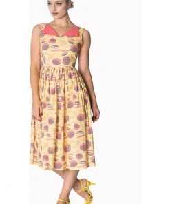 Banned Parasol All Over 50's Swing Dress Cream New In