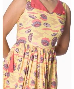 Banned Parasol All Over 50's Swing Dress Cream New In