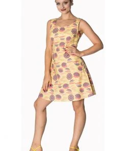 New In Banned Parasol Tabs 60's Dress Cream