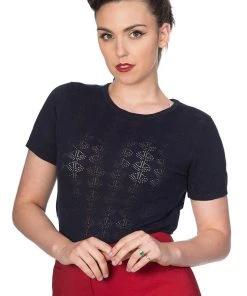 New In Banned Pointelle 50's Jumper Black