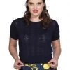 New In Banned Pointelle 50's Jumper Navy