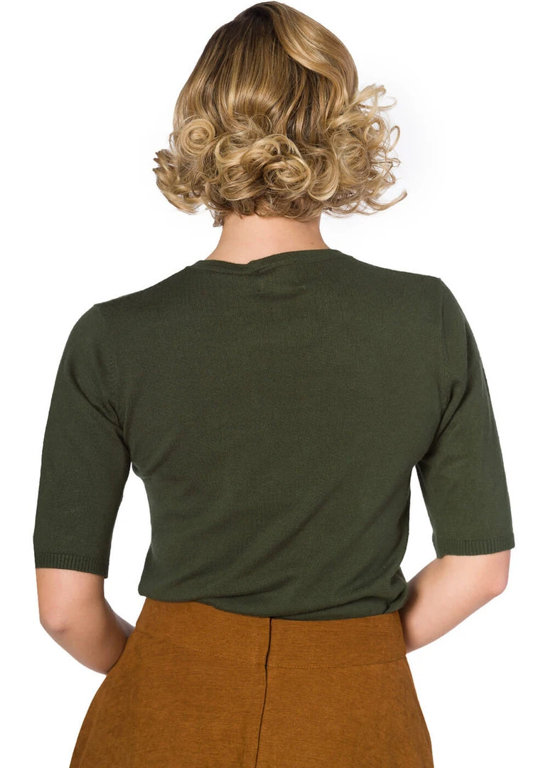 New In Banned Pug Dog 40's Jumper Green