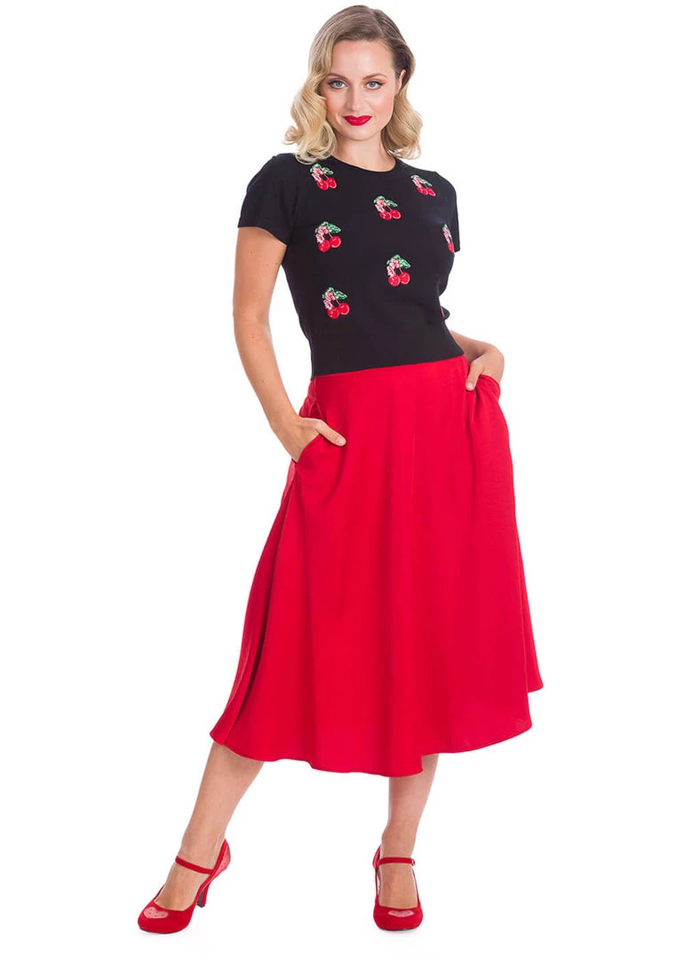 Banned Cherry Berry 50's Jumper Black New In