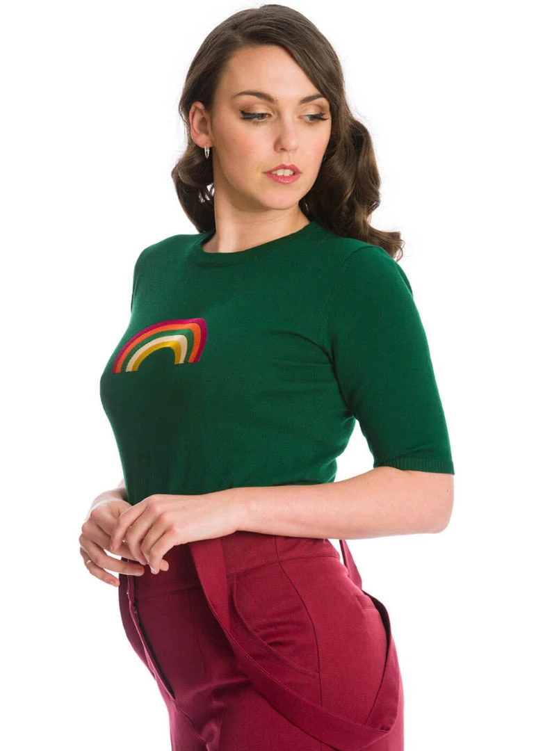 Banned Rainbow Winter 60's Jumper Green