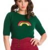 Banned Rainbow Winter 60's Jumper Green